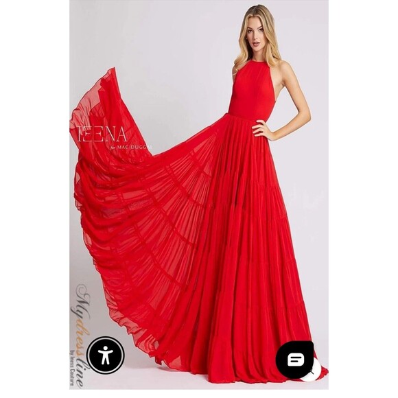 New MAC DUGGAL 55281 Red Chiffon Ruffle Tiered A Line Gown Women's (6) $398 - Picture 5 of 15